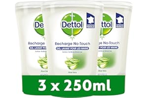 DETTOL - Recharge Pour Kit No-Touch - Gel Lavant Mains - Aloe Vera & Vitamine E - 250 ml - 3 Recharges