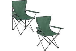 AMD Nexus Camping Chair Lightweight Folding Cup Holder Carry Bag 100kg Capacity (Green, Pack of 2)