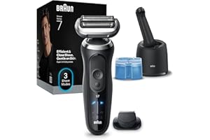 Braun Afeitadora Eléctrica Hombre Series 7, Máquina De Afeitar Barba En Seco Y En Mojado, 3 Modos De Afeitado, 60 Min De Uso, Centro De Limpieza, Estuche De Viaje, 72-N7200CCE, Oro