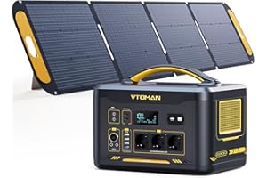 VTOMAN Jump 2200 Station électrique Portable avec 220W Panneau Solaire - 2200W/1548Wh Générateur Solaire LiFePO4 Batterie électrique Générateur, PD 100W Typ-C Sortie/USB QC 3.0 Sortie, pour Camping
