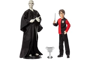 MATTEL Harry Potter- Confezione​ di 2 Bambole, Personaggi Voldemort di 30.5 cm e Harry Potter di 27 cm, Giocattolo da Collezione per Bambini 6+Anni, GNR38