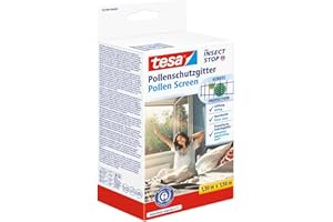 tesa Zanzariera antipolline - Protezione trasparente per chi soffre di allergie - Per finestre con apertura verso l'interno - Biadesivo attacca stacca - Antracite - 130 cm x 150 cm