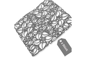 Kerafactum Tappetino in gomma per lavello, tappetino antiscivolo per cassetti, tappetino di protezione rettangolare per lavandino, tappetino antiscivolo in gomma, colore grigio, 2 pezzi