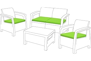 Gardenista Outdoor Seat Cushion Pads for Rattan Furniture | Garden Furniture Cushions for Keter Corfu Chairs | Water Resistant Patio Furniture Chair Padding | Soft & Durable | 4 Piece (Lime)