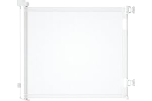 derimkcoa Retractable Stair Gate for Baby,Mesh Baby Gate or Mesh Dog Gate,86cm Tall,Extends up to 140cm Wide,Child Safety Gate for Doorways, Stairs, Hallways, Indoor/Outdoor, White