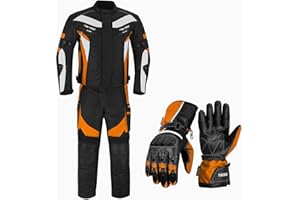 Inflori Waterproof Motorbike Motorcycle Gloves Armoured 2 Piece Suits Jacket with Trouser CE Armoured For All Seansons Weather Mens