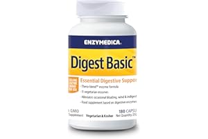 Enzymedica, Digest Basic, Integratore Alimentari con Enzimi Digestivi, Indicato per Irregolarità e Gonfiore Addominale, con ATP, Magnesio e Q10, Gluten Free, Senza Lattosio, 180 Capsulas