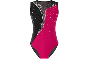 TTAO Gymnastikanzug Kinder Mädchen Ärmellos Turnanzug Trikotanzug Tanz Gymnastik Training Dancewear Gymnastikbody mit Haarband und Shorts