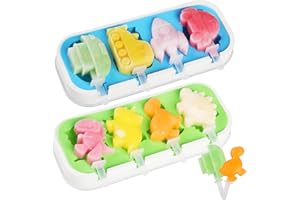 GeeRic Mini Stampo per Ghiaccioli 2pz Stampi Gelato Piccolo con 12 Bastoncini Silicone Forme Cartoni Animati Bambino Riutilizzabile DIY Stampo per Gelatina Formaggio Cioccolato