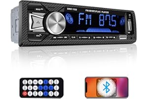 Single Din Car Stereo Bluetooth Hands-Free, Hodozzy Single Din Car Radio Bluetooth 4x60W FM with USB Playback & Charging/TF/AUX, Car Stereo Receiver MP5 Player with 7 Colors Head Unit 1 Din Bluetooth
