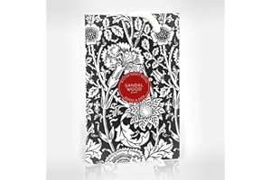 The Master Herbalist SANDALWOOD Scented Wardrobe Freshener Sachet in a WILLIAM MORRIS Design in BLACK