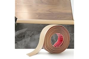 ZAYEJOD 2M Flacher Bodenübergangsleiste Selbstklebender Übergangprofil Türschwellen-Übergangsvinyl Laminat-Bodenbelagsleisten Bodentrennstreifen Fußböden Abdeckleisten, 5cm Beige Eichenmaserung