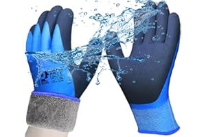 PROGANDA Arbeitshandschuhe Winter Wasserdicht - Thermo Warme Winterhandschuh Montagehandschuhe Grip Winterarbeitshandschuhe Arbeit Doppelbeschichte Nylon Isolierte Handschuhe (Blau, M (1er Pack))