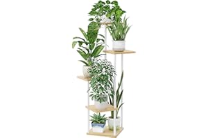 Bamworld Blumenständer Pflanzenständer Blumenhocker Pflanzenregal Indoor Weiss Blumenregal Blumentreppe Metall Outdoor Balkon Deko Wohnzimmer Blumentopf Zimmerpflanzen Pflanztisch(Weiß)