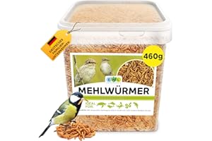 EWL NATURPRODUKTE Mehlwürmer getrocknet, Premium Insektensnack Vögel, Fische, Schildkröten, Nager, Igel, Reptilien, Vogelfutter Wildvögel Ganzjährig Eichhörnchen Futter Hamsterfutter Igelfutter 460g (2,5L)