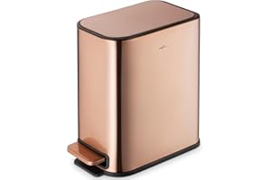 RED FACTOR Petite Poubelle à Pédale Fine 5L en Acier Inoxydable – Couvercle à Fermeture Douce et Seau Intérieur Amovible pour Salle de Bain, Cuisine ou Bureau (Cuivre)