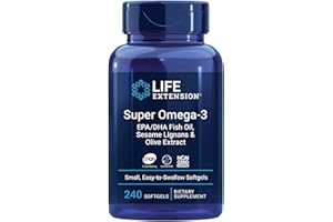 Life Extension, Super Omega-3, con Aceite de Pescado y Ácidos Grasos Esenciales, Altamente Dosificado, 240 Cápsulas blandas, Probado en Laboratorio, Sin Gluten, Sin Soja, No GMO