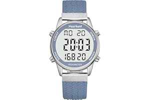 Hearkent Reloj podómetro para mujer, rastreador de fitness, reloj deportivo resistente al agua, contador de calorías, reloj de pulsera con pantalla digital grande, personas mayores, mujeres, ancianos