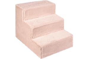 Mg Design Hundetreppe 3 Stufen in Rosa – Stabiler Holzrahmen, gelenkschonend, leicht & mobil, für Sofa & Bett, für Hunde & Katzen