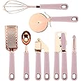 COOK With COLOR 7 Pc Kitchen Gadget Set Copper Coated Stainless Steel Utensils with Soft Touch Pink Handles