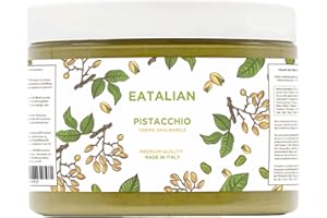 EATALIAN by AMZ BETTER Crema de Pistacho, Deliciosa Crema para Untar con un Sabor Dulce y Único, Ideal para Pan, Perfecta con Helado, Excelente para Dubai Chocolate, 500 gr Made in Italy