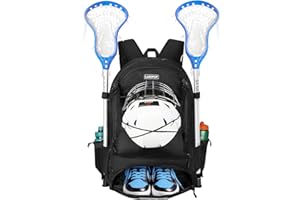 LARIPOP Turf Lacrosse Bag - Extra Large Lacrosse Backpack Bag for Lacrosse Equipment with Two Stick Holders and Compartment