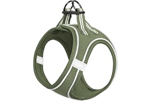 HEELE Hundegeschirr für Hunde Geschirr Hund Klein Weich Mesh Brustgeschirr für Mittlere und Kleine Hunde, Verstellbare Reflektierende Atmungsaktive Welpengeschirr, Reflektierend, Armee Grün, S