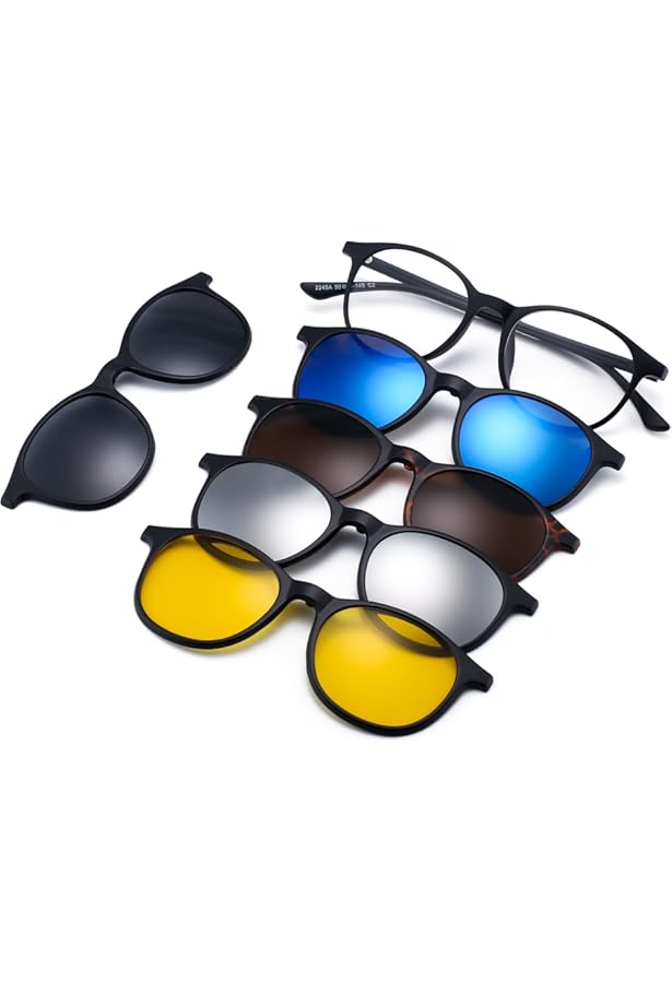 5 Clips Magnétiques Pour Lunettes - Fixation Facile, Style Rond, Texture PC Haut De Gamme - Pour Fête Et Quotidien