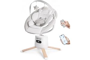 Baby Swing Elektrisk med 9 lägen 360 ° roterbar för nyfödda 0-9 Månader | Baby Swing Elektrisk 2 lutning justerbar fjärrkontroll och Bluetooth-kontroll Timing och musik funktion