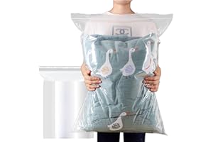 DITK-U 20Pcs Large Travel Clothes Storage Bags Clear Clothes Bags Clear Seal Bags Waterproof Luggage Organiser For coats, bulky clothes organizing 50 x 60 cm （without Hole）