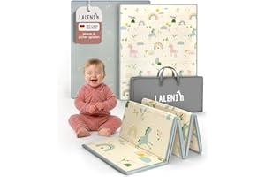‎LALENI Laleni Krabbelmatte Baby 120x150x1 cm - wasserdichte Spielmatte Baby faltbar - isolierende Bodenmatte Kinder - weich & schützt vor kaltem Untergrund - Krabbeldecke Outdoor & Indoor - Regenbogen-Motiv