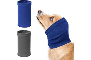 MAXQUU 2 piezas sombreros para mascotas, accesorios cálidos gruesos, sombreros calmantes para perros, orejeras elásticas para perros, protección de cuello para mascotas, se utiliza para el aseo