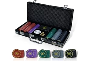 CCLIFE 300/500 szt. Zestaw do pokera Texas Hold'em z kośćmi do gry w kasynie w aluminiowej walizce.