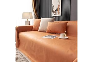 VanderHOME Housse de Canapé, Protection Canape Impermeable，Entretien sans Lavagedesign Minimaliste en Couleurs Unies，Antidérapante, Protection Canapé Chat Chiens Griffures 210 * 180cm-Orange