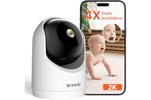 Tenda CP3V3.0 Cámara IP WiFi Vigilancia Interior 2K Cámara de Seguridad Domo 360°, Visión Nocturna 12M, Detección de Movimiento/Persona,Audio Bidireccional, 3MP Camara Vigilancia para Niños y Mascotas