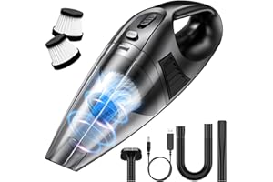 XYVOLVE Aspirateur à Main Sans Fil, 120W Moteur Puissant, Aspiration 60 000 tr/min, 9 000 Pa, 2 Filtres Lavables & 3 Ajutage, Rechargeable USB, pour Maison Voiture Canapé Tapis, Léger 610 g, 25 min Durée