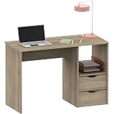 MUEBLES PITARCH | Desk with 2 Drawers, Study Table, Youth Computer, Cambrian Oak, 76x115x50 cm (HxWxD) Vintage Tibet Collecti