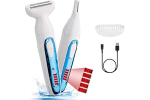 IWEEL Lady Shaver, Electric Shaver for Women Painless Razor Foil Shaver Cordless 3 in 1 Blade Trimmer Rechargeable Waterproof Body Facial Hair Remover for Eyebrow Back Arms Legs Underarms and Bikini Area