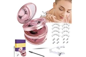 CHLFFUA Faux Cils Magnetique Naturel, Cils Magnetique Aimant, Faux Cils Magnétique avec Applicateur, Réutilisables Cils Magnetique Yeux de Biche, Demi Faux Cils, Aucune Colle Requise, Faciles à Utiliser