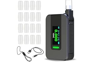 WENZA Alcoholimetro Homologado Profesional con 16 Boquillas - Sensor Electroquímico de Alta Precisión con Pantalla LDC en Español- Etilometro Digital Recargable - Test alcoholemia Portátil