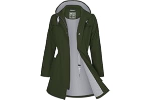 ATLASLAVA Regenjacke Damen Lang Wasserdicht Kapuze Regenmantel übergangsjacke Trenchcoat Outdoor Mantel