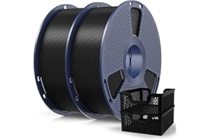 SUNLU PLA Plus 2.0 Filamento para Impresora 3D Rápido 2KG, PLA+ Mejorado para Impresión Rápida (50-600mm/s), 1.75mm Precisión ±0.02mm, 2 Bobinas de 1kg (Negro+Negro)