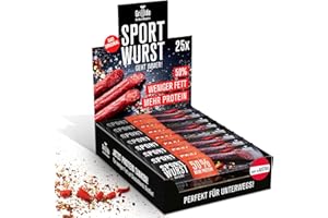 ‎GRILLIDO Grillido Sportwurst 25x – Protein Snack aus Rind & Chili (500g) | Low Fat Salami mit 39% Eiweiß | Scharfe Alternative zu Mini-Salami & Beef Jerky | Hochwertiger Fleisch-Snack für Sport & Fitness