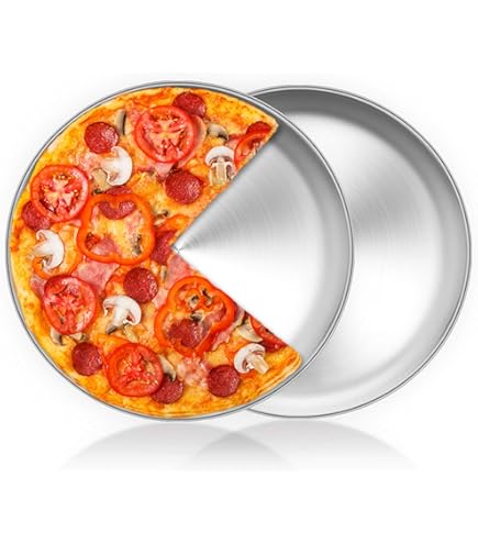 Joyfair Pizza Plate, 30 cm, Round Pizza Mould, Set of 2, Stainless Steel, for Baking and Serving, Ideal for Pizza/Flammkuchen/Crisper Plate, Healthy and Durable, Dishwasher Safe