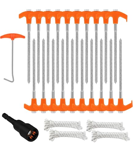 Confezione Da 10 Picchetti Per Tenda, Picchetti Girevoli Per Avvitamento Con Filettatura, Dadi, Chiodi Da Terra, Adatti A Vari Ambienti Di Campeggio, Adatti A Terreni Duri, Foreste, Prati, 20,5 cm