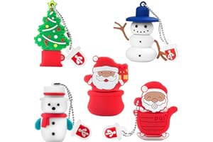 BORLTER CLAMP Chiavetta USB Stile Natalizio 16GB 5 Pezzi Regali di Capodanno, BorlterClamp Pen Drive Babbo Natale Pupazzo di Neve Albero di Natale Stili, Regalo di Natale per Famiglia e Amici