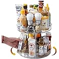 Yuroochii Lazy Susan Turntable Storage Organizer, Non-Skid 2 Tier Lazy Susan 23.5cm/9.25" Spice Rack, 360 Degree Rotating Acrylic Cabinet Organizer for Kitchen Cosmetic Pantry Bathroom