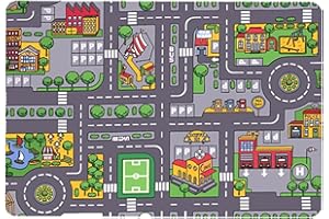 VGVGAJ 80x120cm Kids Rug Play Mat For Toy Car Childrens Road Play Mat Baby Play mat For Floor Educational Play Rug Road Traffic System Kid's Floor Comfortable Velvet Mat For Playroom Living Room