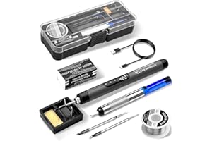 Daakro Bezprzewodowy zestaw do lutowania – zestaw do lutowania z podstawką, bezprzewodowe końcówki lutownicze i stojak do lutowania z regulowaną temperaturą (szary)