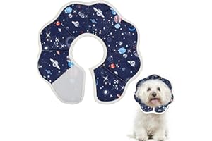 Xiuyer Collerette pour Chien Anti Lechage, Collier Lune, Colerette Chat, Taille Ajustable, pour Cicatrisation Post-opératoire, Coupe des Ongles, Bleu (L)